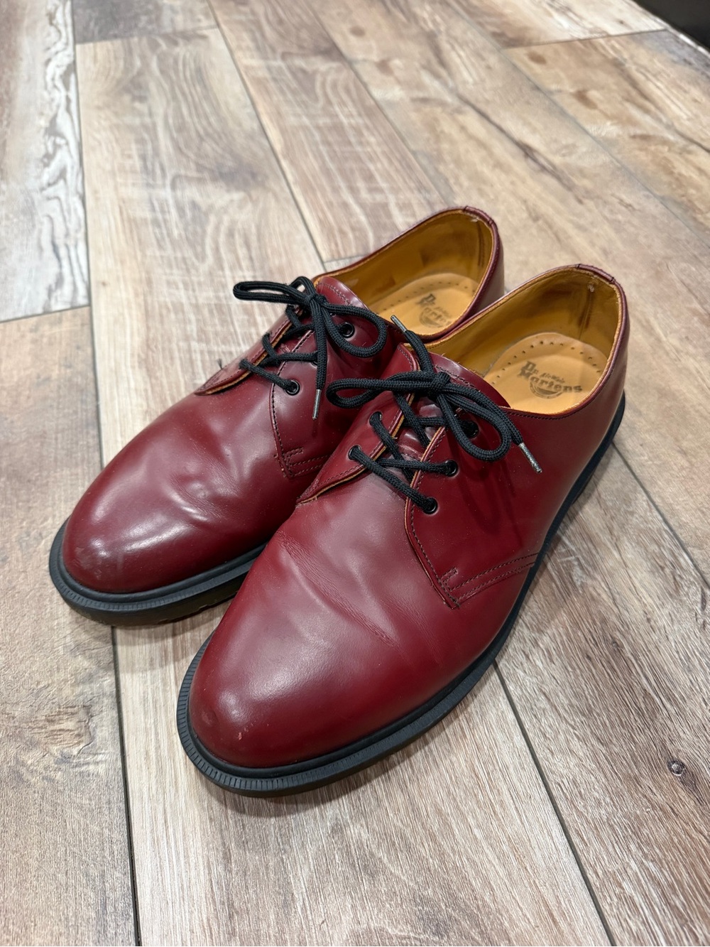 Dr. Martens Men's Burgundy Leather Derby Shoes